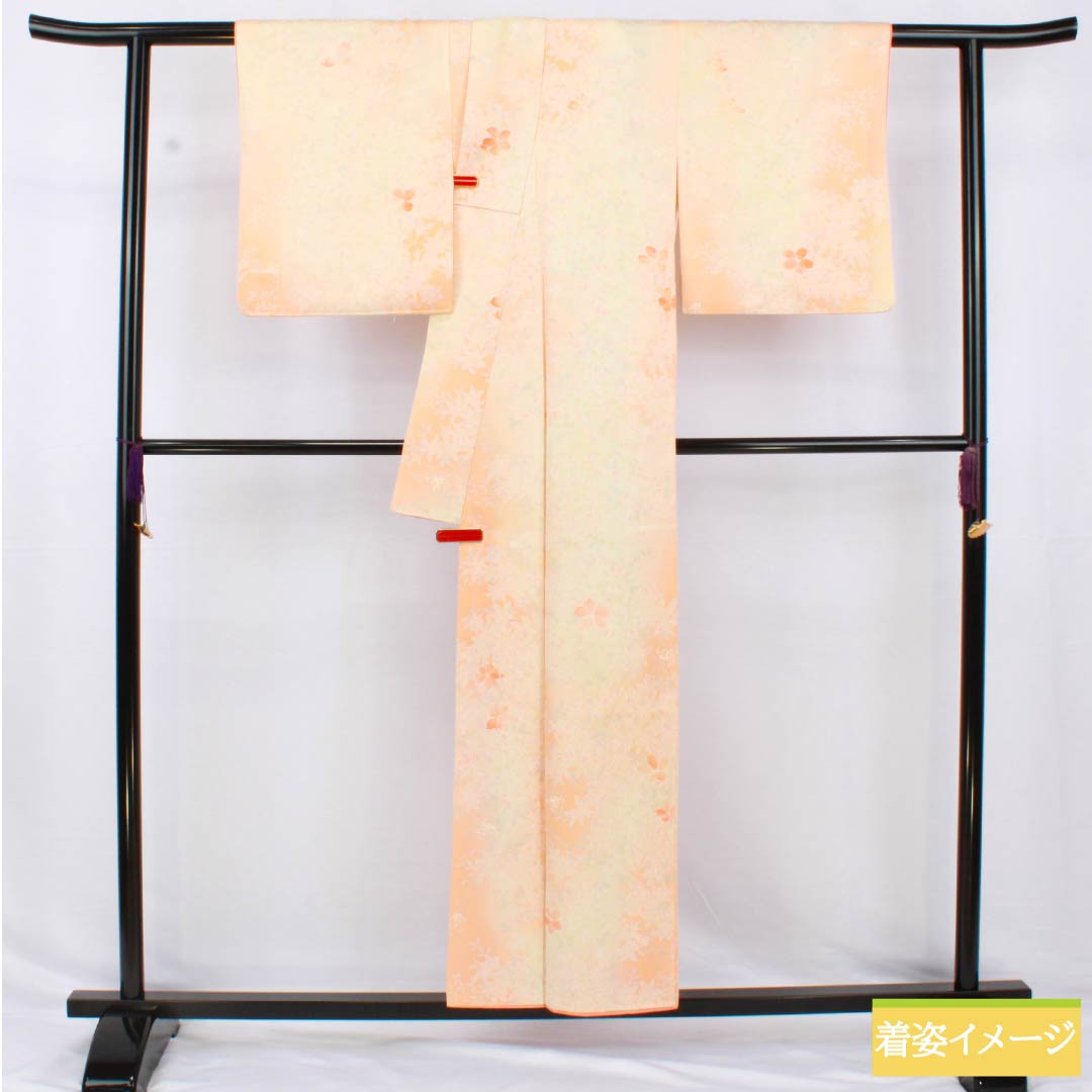 Small pattern, pure silk, length 154.5cm, sleeve length 63.5cm, lined, vermilion, all flowers, B rank, orange, 1115004994226