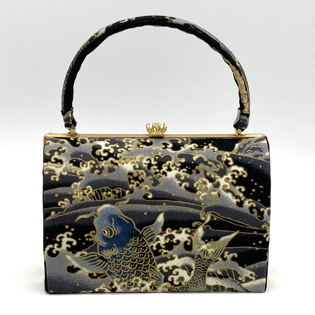 Casual Japanese-style bag, new rank, black (kuroiro), classic carp pattern, handmade by an artist, black, 113900066110