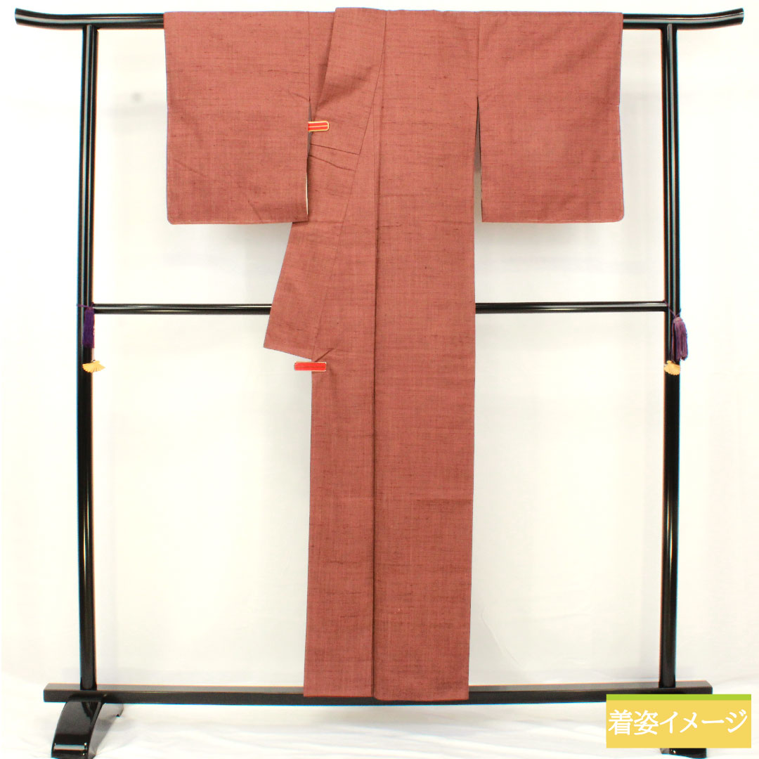 色無地 正絹 身丈155cm 裄丈62.5cm 吾亦紅色（われもこういろ） 紬地 素無地 袷 Sランク 茶系 1114002072314
