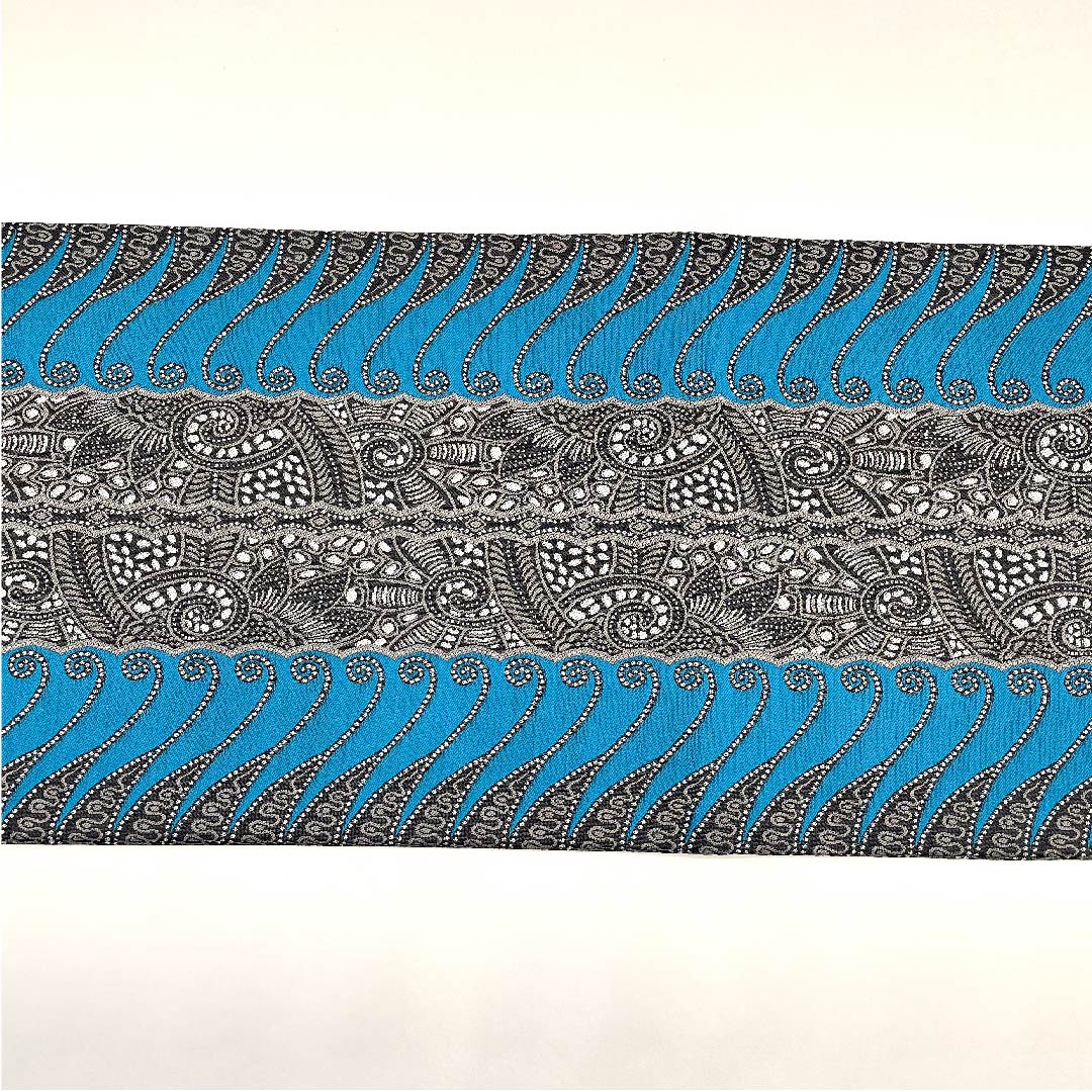Nagoya obi, vibrant colors, geometric pattern, paisley pattern, obi length 375.5cm, pure silk, S rank, full length, casual, blue, 1124005152317, open style