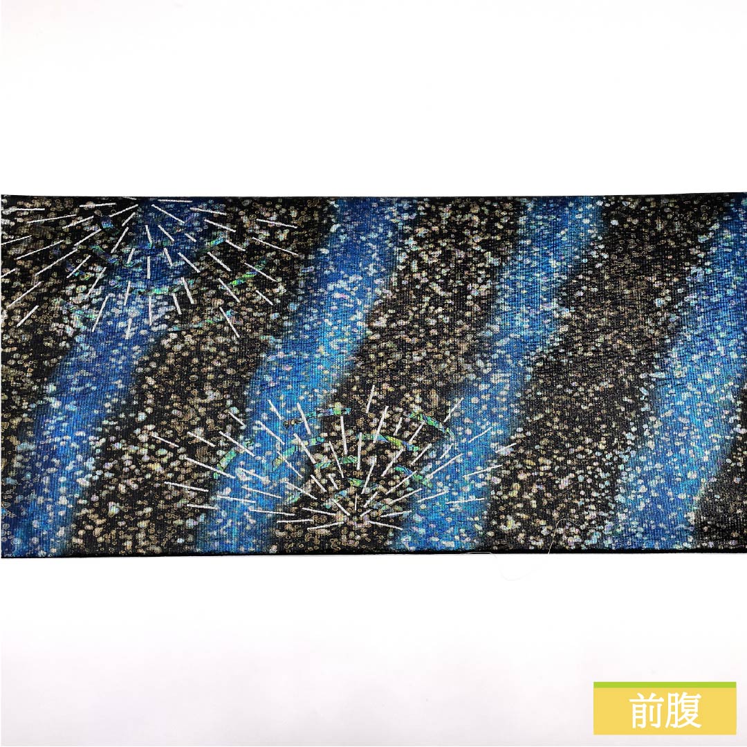 【Unsewn】Fukuro Obi Silk S Rank Black Residential Area Fireworks Raden Obi Length 460cm Partial Pattern Semi-Formal Black Type 1123012202410