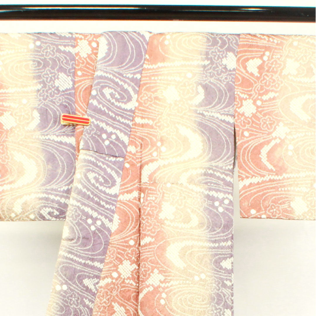 Komon Length 155cm Sleeve length 63cm Awase All tie-dye Plum Flowing water Pure silk A rank Gradation 1115003093399