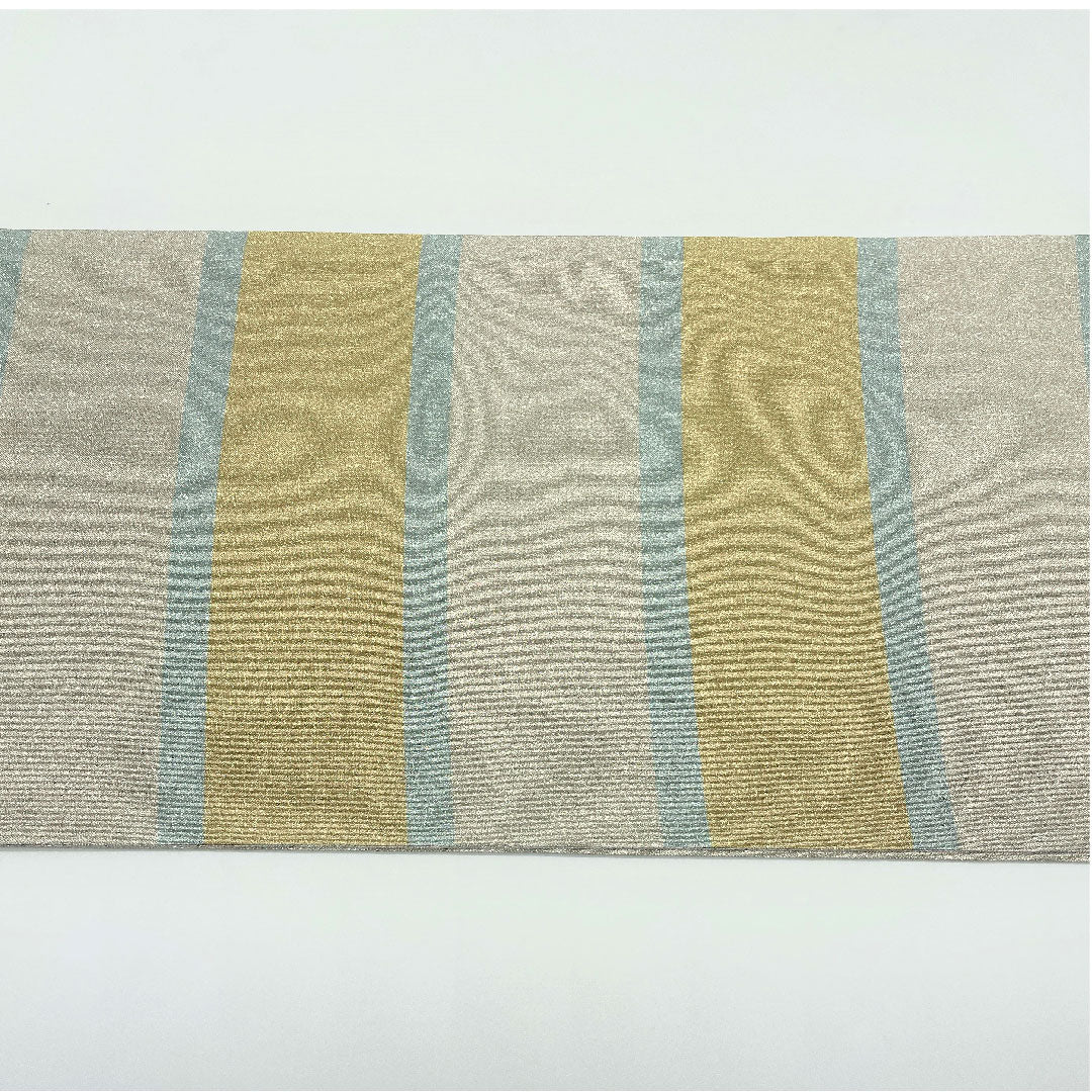 Fukuro Obi (Sash) Silver Color Horizontal Stripes Length 434cm Pure Silk S Rank Six-way Casual Silver 1123005142322