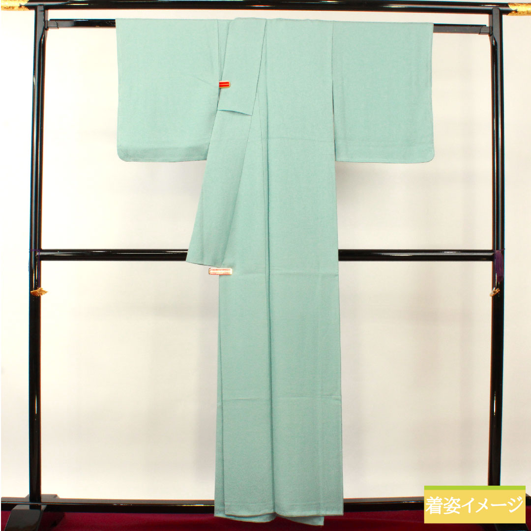 Plain color, pure silk, length 157.5cm, sleeve length 62.5cm, Kinuta celadon color, silk, round with different hawk feathers, basting thread included, unused, lined, S rank, light blue, 1114001452324