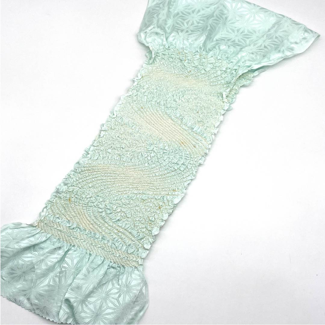 (Like new) Pure silk obijime and obiage set, grade A, blue-and-white porcelain color, tie-dyed pattern, flowing water design, approximately 156cm long, 1.6cm wide, semi-formal, light blue, product number 1141000013324