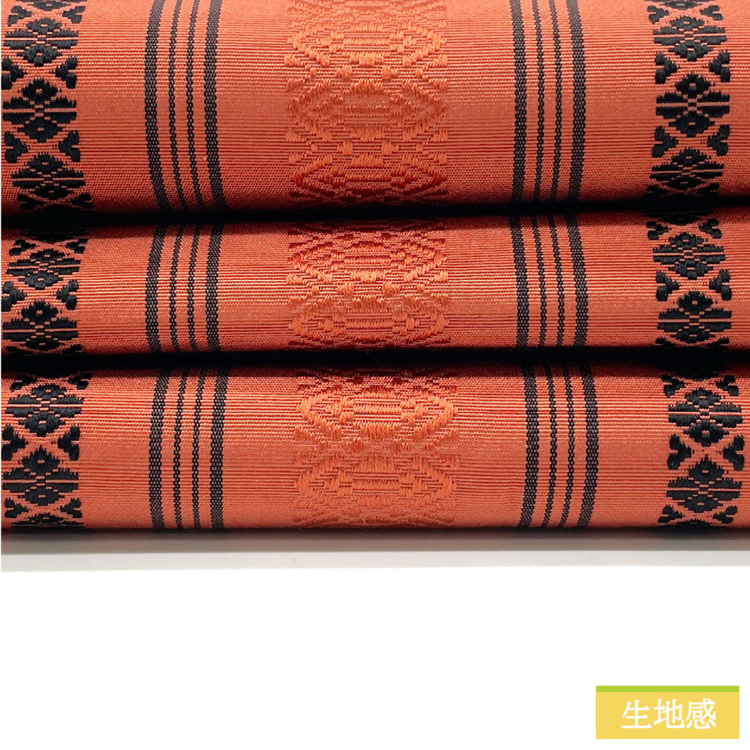 Half-width obi, pure silk, S-rank, red touiro (red and red), Kenjo pattern, obi length 380cm, vermilion, 1125002312316