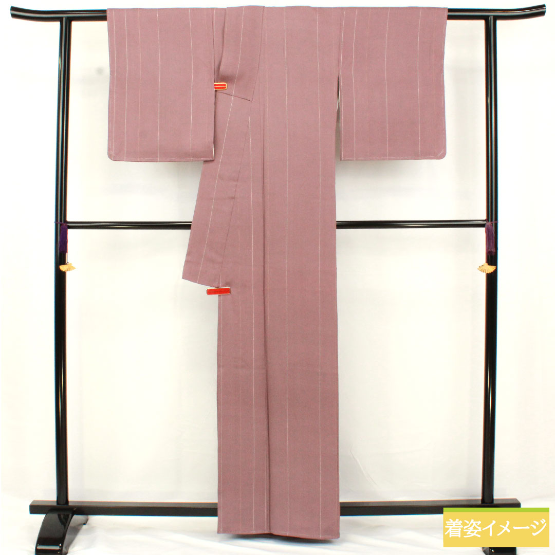 小紋 正絹 身丈161.5cm 裄丈63.5cm 袷 半色（はしたいろ） Bランク 紫系 1115004754420
