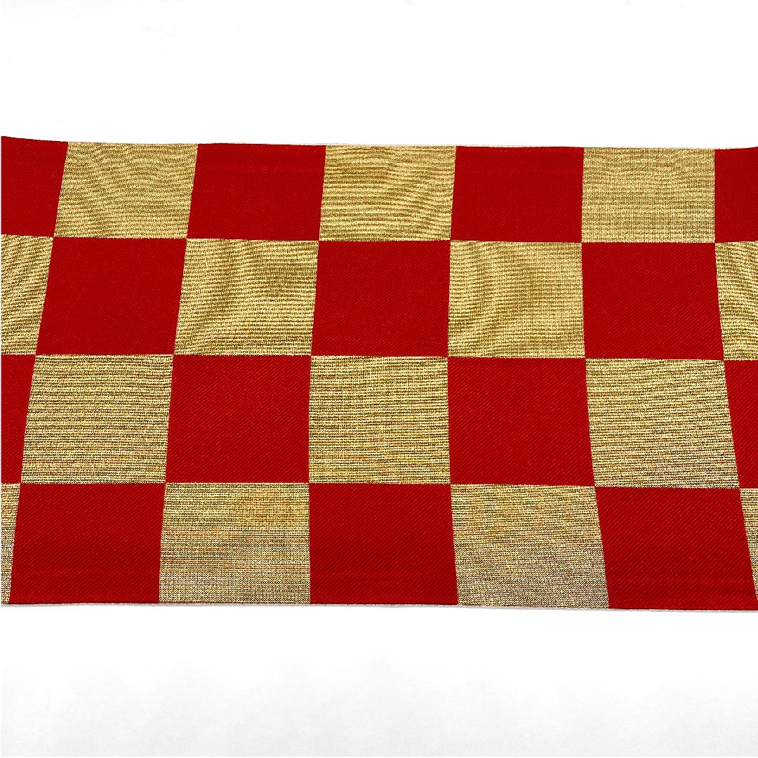 Gold-colored Fukuro Obi for Furisode, Checkered, Length 440cm, Pure Silk, S-Rank, Six-way, Formal, Gold-based, 1123006222321