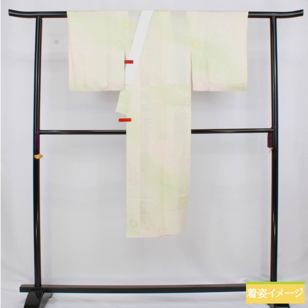 長襦袢 正絹 Sランク 身丈120cm 裄丈60.5cm 単衣 ぼかし染 吉祥文様 緑系 1129000752119