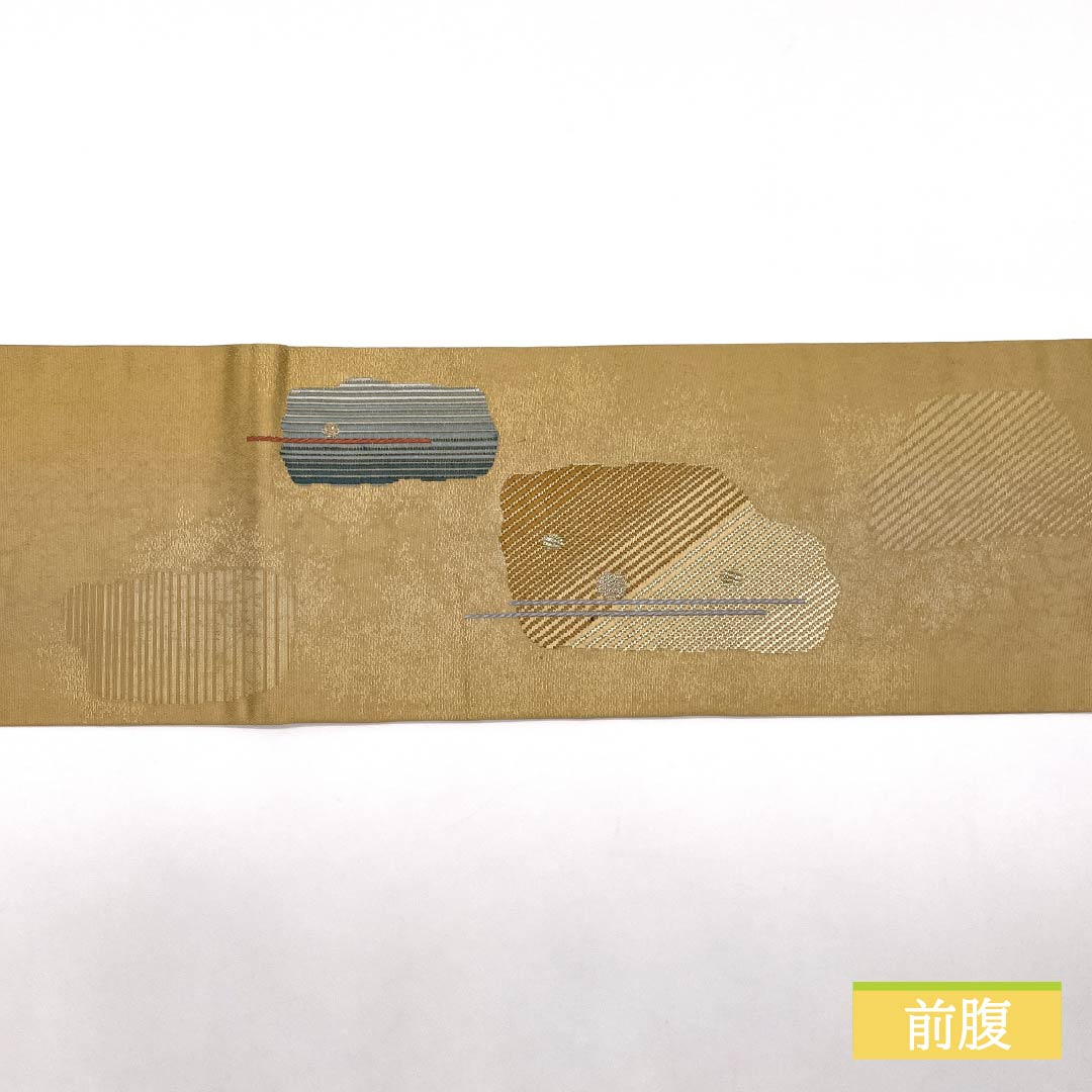 名古屋帯 東京白茶色（とうきょうしらちゃいろ） 作家物 抽象模様 帯丈361cm 正絹 Sランク ポイント柄 セミフォーマル ベージュ系 1124008402325 名古屋仕立て