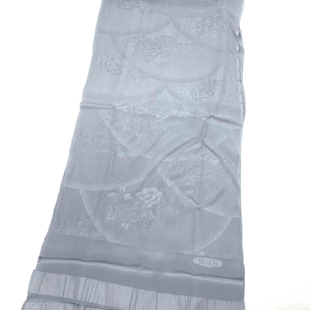 (Like new) Pure silk obijime and obiage set, light dull color, suitable for mourning wear, approximately 163cm long and 1.5cm wide, grayish-gray, product number 1141000201322