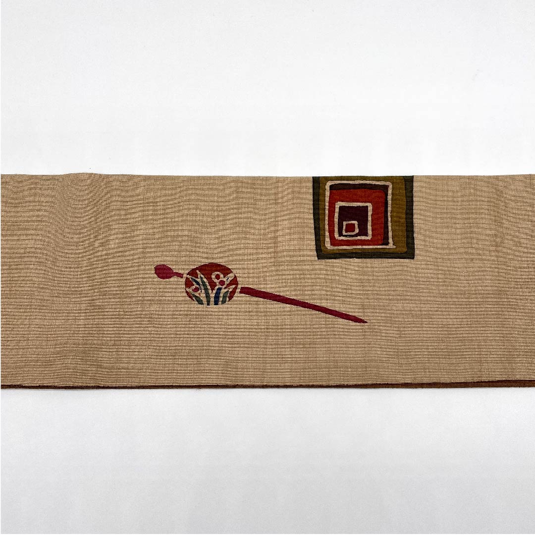 Nagoya obi, brown, hairpin, tsugegushi, dyed obi, obi length 372cm, pure silk, S rank, point pattern, casual, brown, 1124003162314, Nagoya style