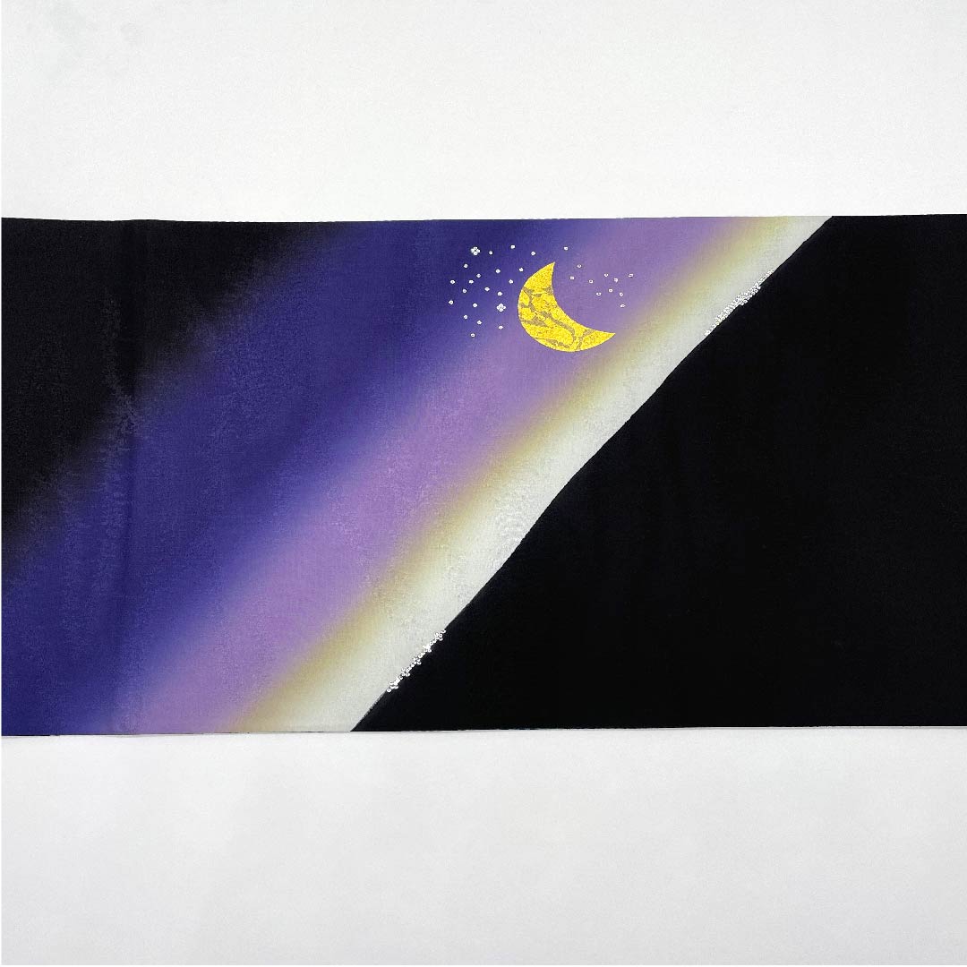 Fukuro Obi Black Full Moon Castle SALAMU Obi Length 446cm Pure Silk S Rank Point Pattern Casual Black 1123007902310