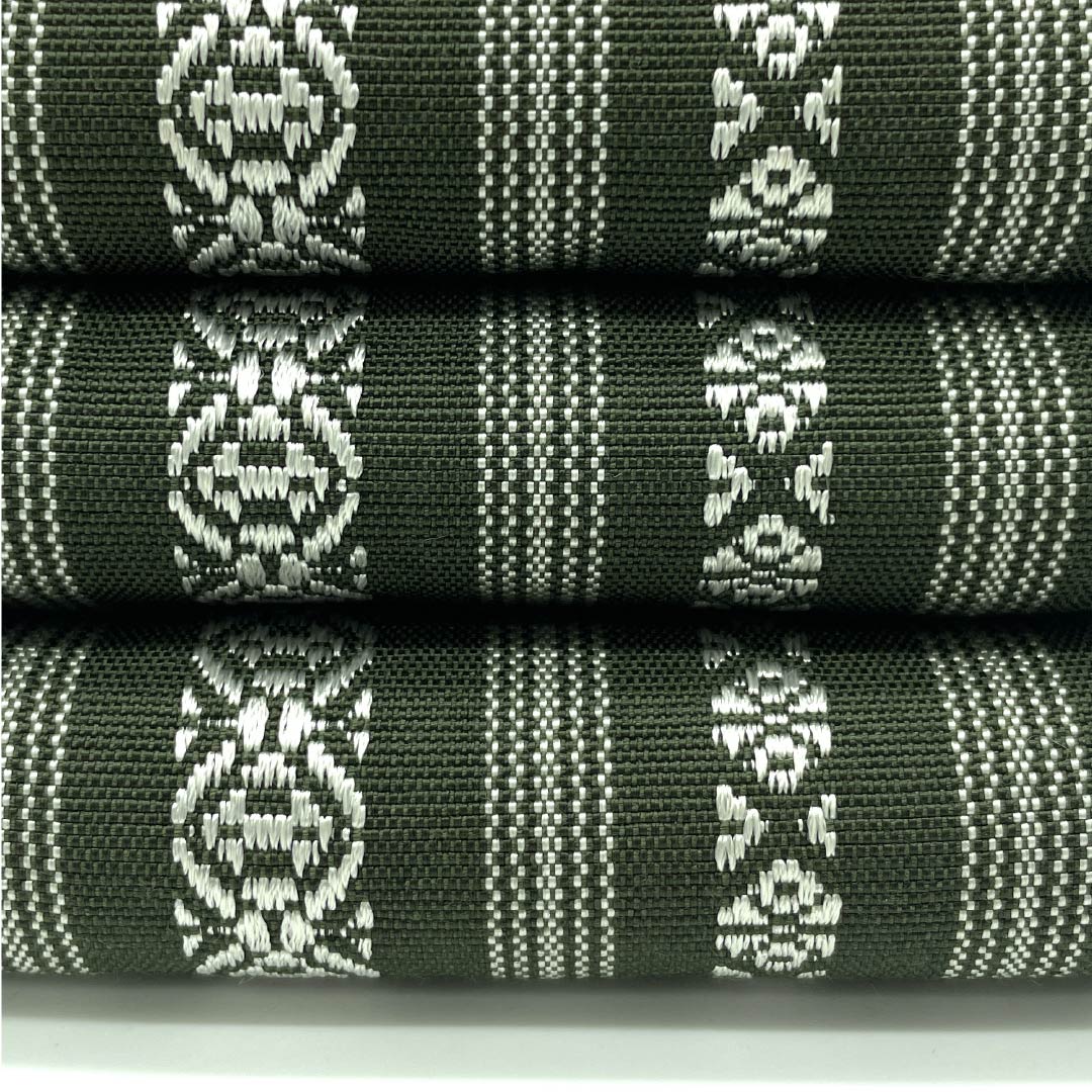 (Untailored) Pure Silk S-Rank Obi (Sash) in Katsugun-iro (Victory Army Color) with Hakata-ori (Kenjo) Pattern, Length 382cm, Width 9cm, Green, Item Number 1134000502919