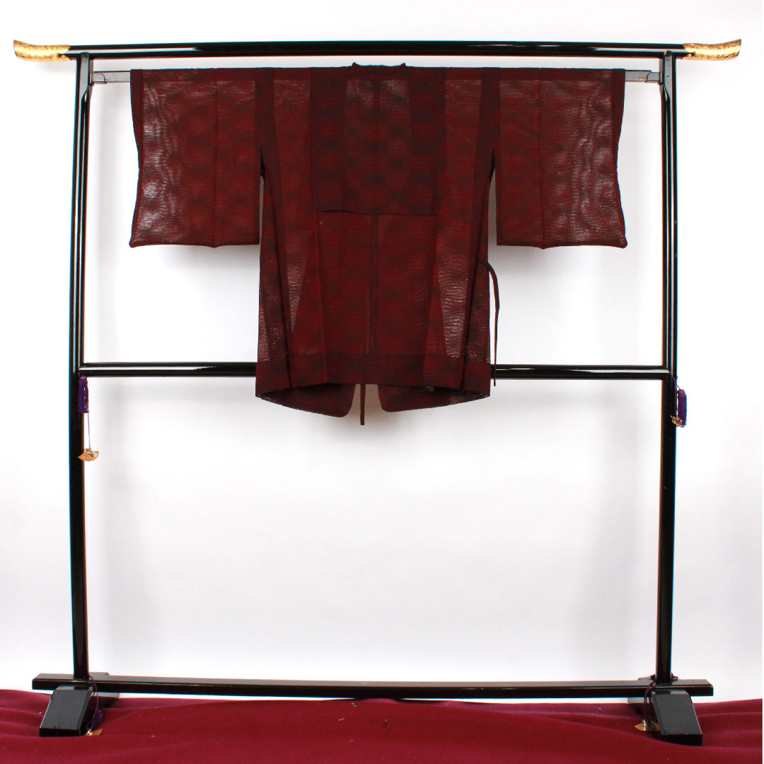 道行コート 身丈83cm 裄丈63cm 抽象模様 正絹 Sランク 紗 赤系 1117000492912