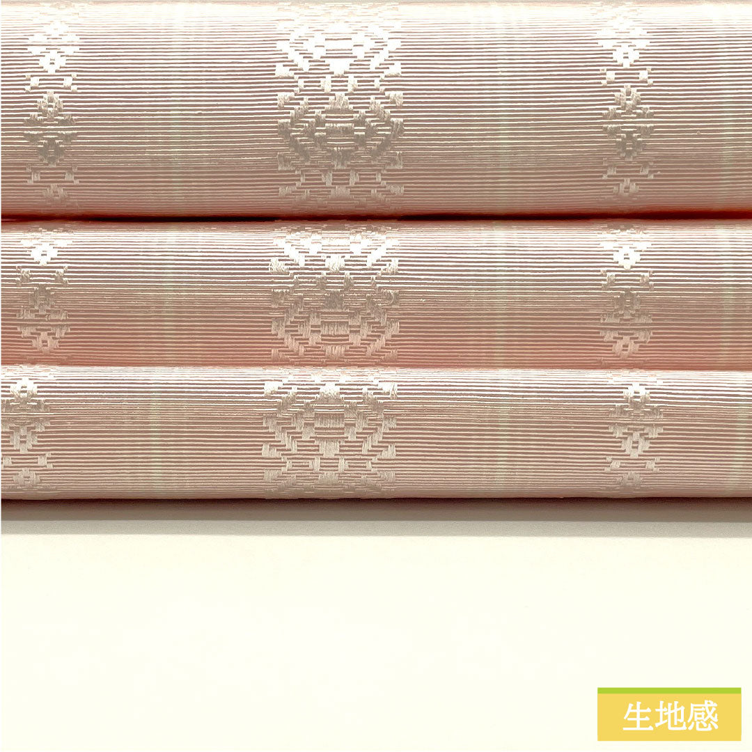 【未仕立】半幅帯 正絹 NEWランク 退紅色（あらそめいろ） 本場筑前博多織 献上柄 独鈷 孝行縞 華皿 帯丈380cm ピンク系 1125001911313