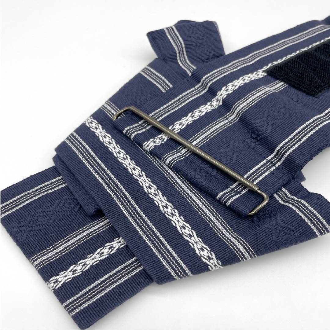 Cotton obi, dark blue, Kenjo pattern, one-touch obi, Velcro, obi length 130cm, width 9.5cm, S rank, navy blue, 1134000402918