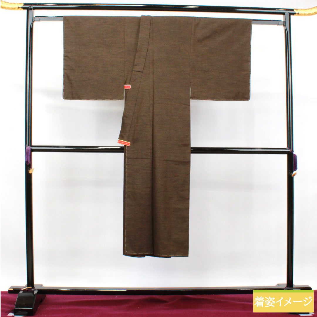 Men's pure silk, length 135cm, sleeve length 66cm, Kenfusa color, with basting thread, unused, S rank, lined, brown, 1119000692314