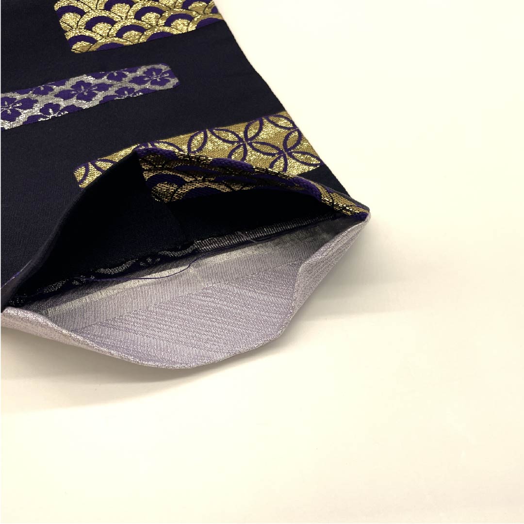 [Unsewn] Hanahaba Obi Polyester S Rank Dark Navy Blue (Noukon-iro) Shippo Seigaiha Classic Pattern Obi Length 366cm Navy Series 1125002082318