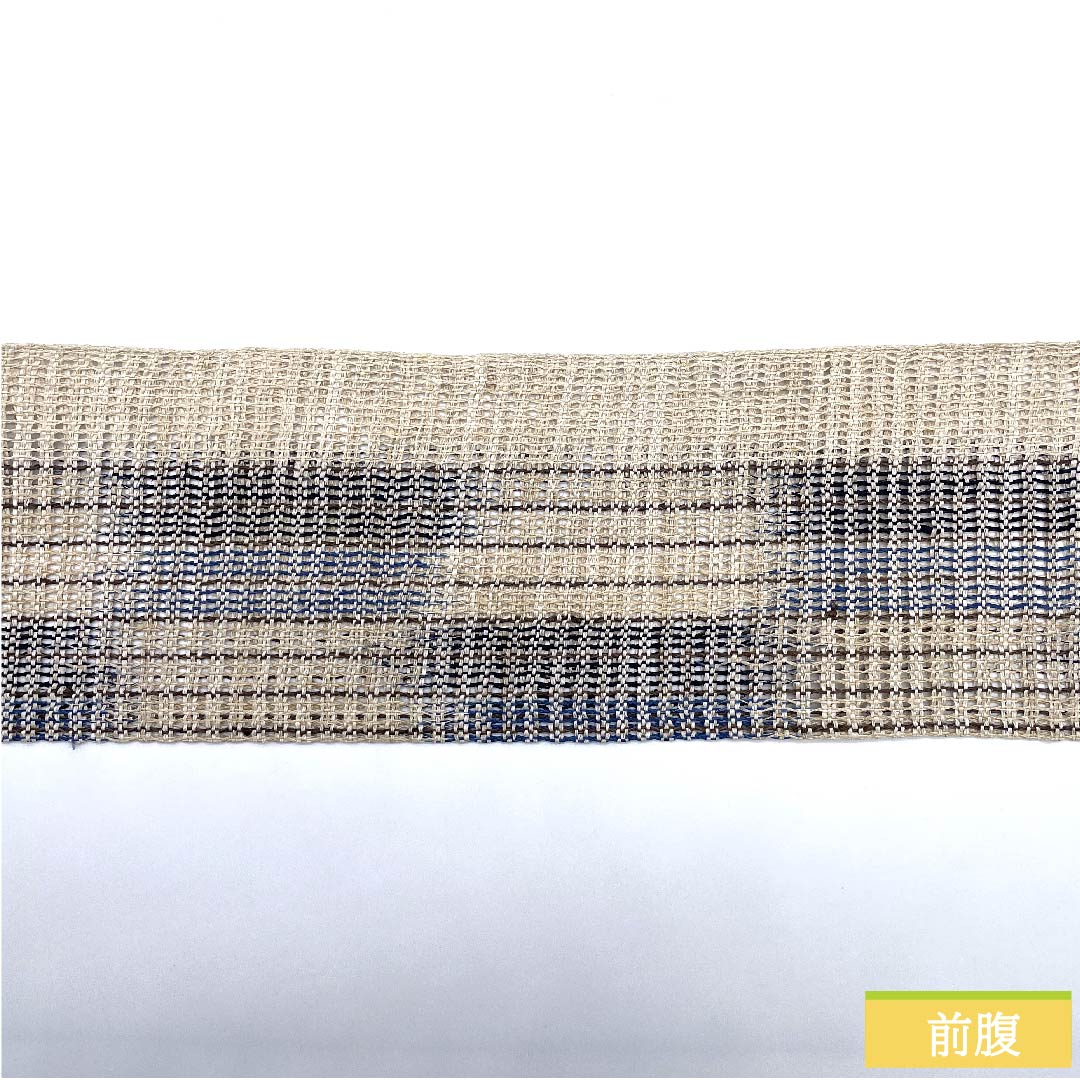 Nagoya obi, Torinoko color, checkered pattern, stripes, obi length 404cm, pure silk, S rank, full length, casual, beige, 1124005942325, Nagoya style