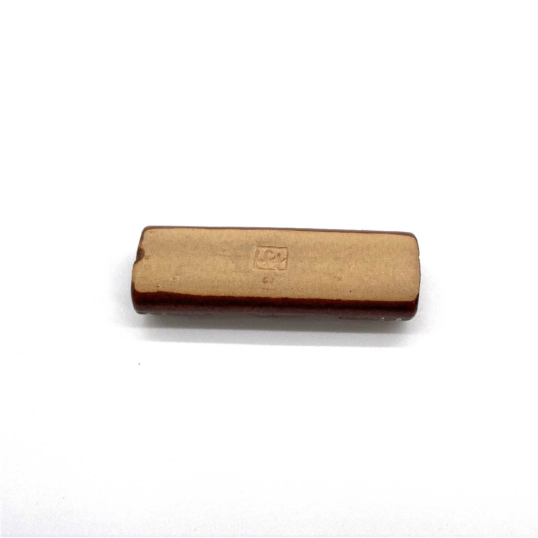 (New old stock) Obi fastener, ceramic, casual, brown, Kyoto ware, checkered pattern, length approx. 2cm, width approx. 5cm, S rank, brown, 1137000622914