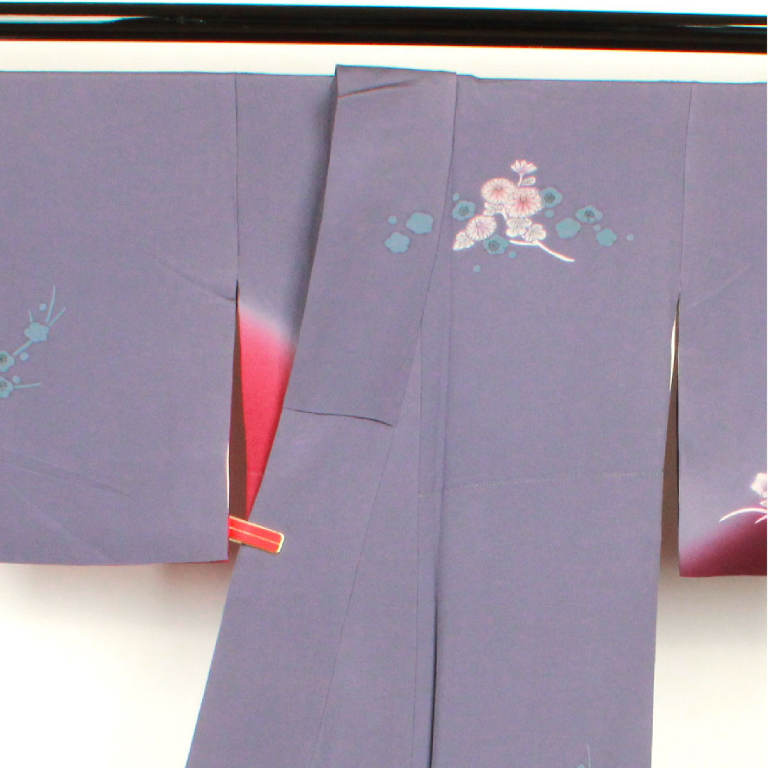 Homongi (formal kimono) Length 157.5cm Sleeve length 63cm Brown Chrysanthemum Plum Pure silk S rank Purple 1112001562320