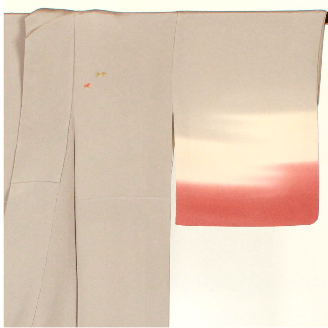 Homongi, lined, length 164.5cm, sleeve length 64cm, embroidery, bellflower crest, pure silk, B rank, gray, 1112001263422