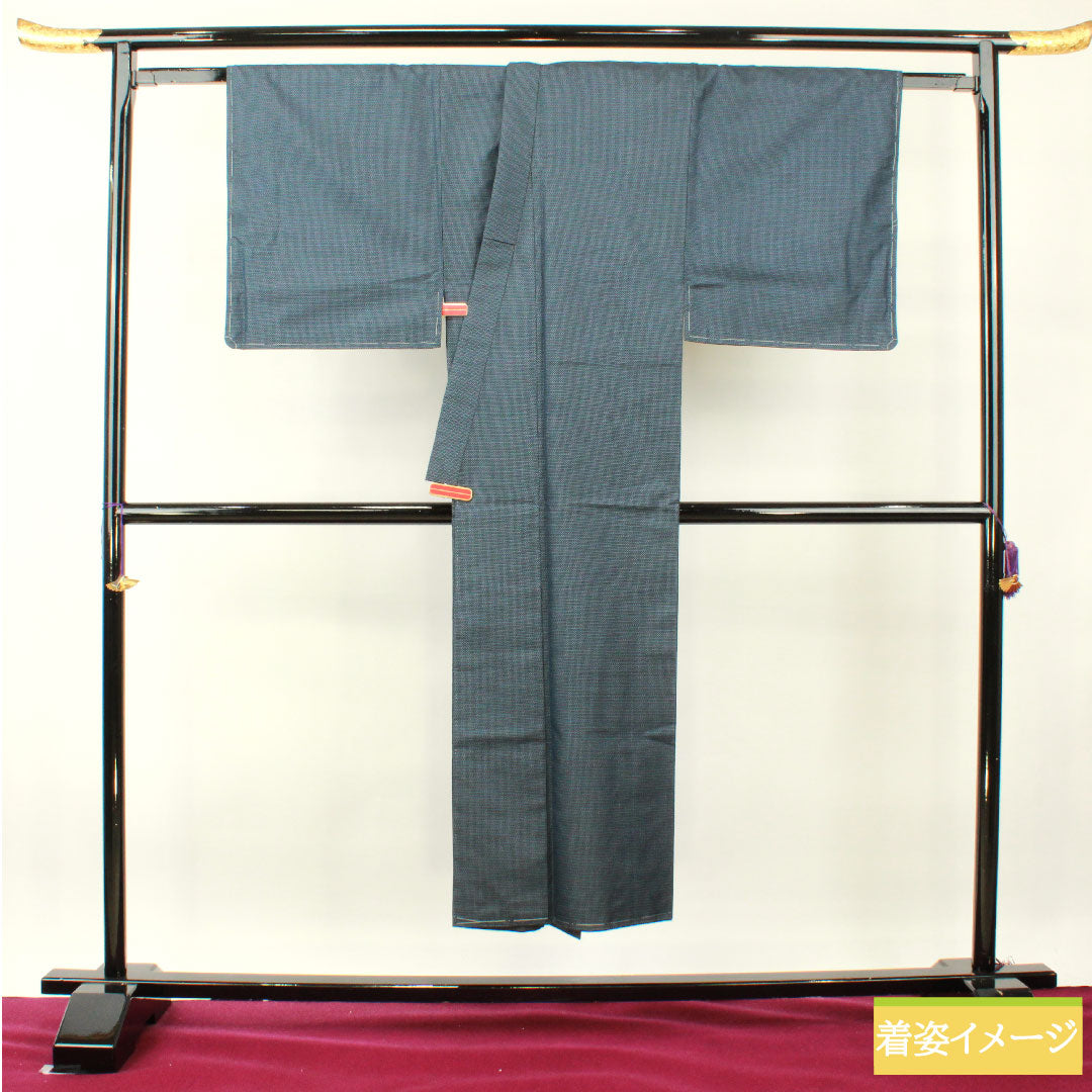Men's pure silk, length 145cm, sleeve length 70.5cm, Oshima Tsumugi, tortoiseshell pattern, basting thread included, unused, S rank, lined, navy blue, 1119000792418