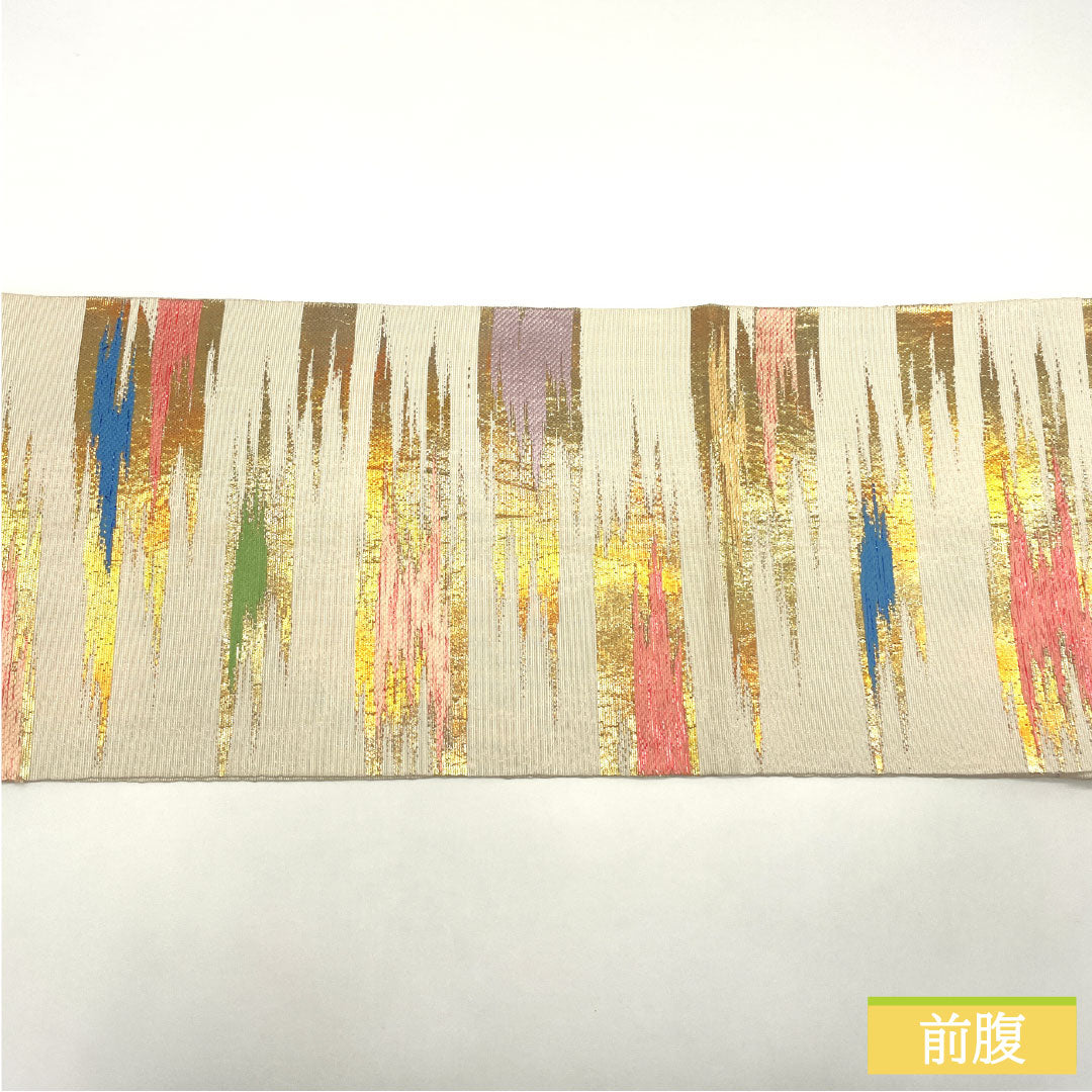 Fukuro Obi (sash), pure silk, A-rank, Nishijin-ori (woven fabric), Reimei Manzan, by Tamaki Bijutsu Orimono, 420cm long, six-pass, semi-formal, white, 1123016523311