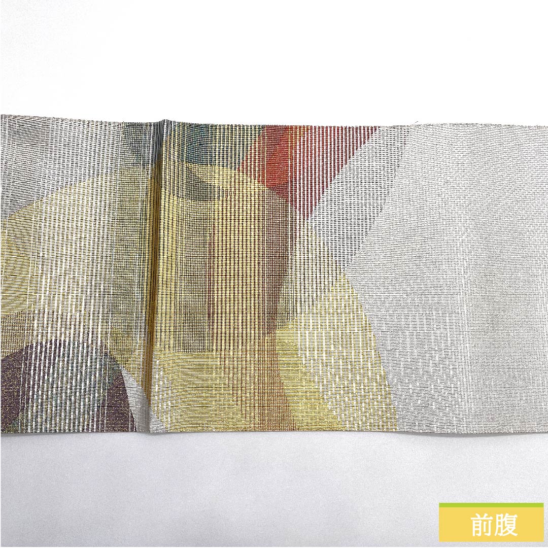 Fukuro Obi Gold Colorful Geometric Pattern Obi Length 452cm Pure Silk S Rank Six-way Semi-formal Gold 1123011092421
