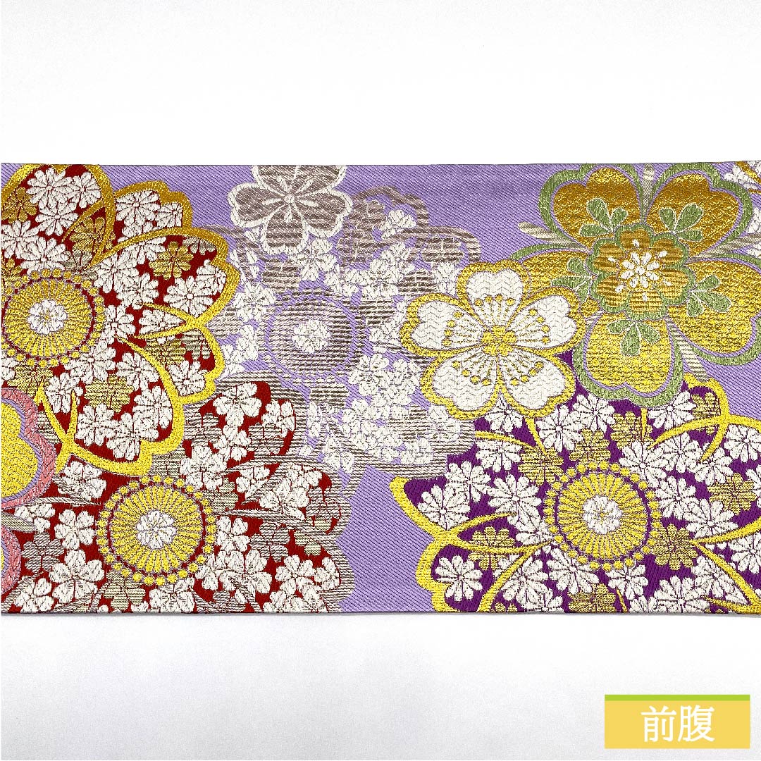 Fukuro Obi, Pure Silk, Pale Purple, Cherry Blossom, Length 446cm, S Rank, Six-way, Formal, Purple, 1123011642320