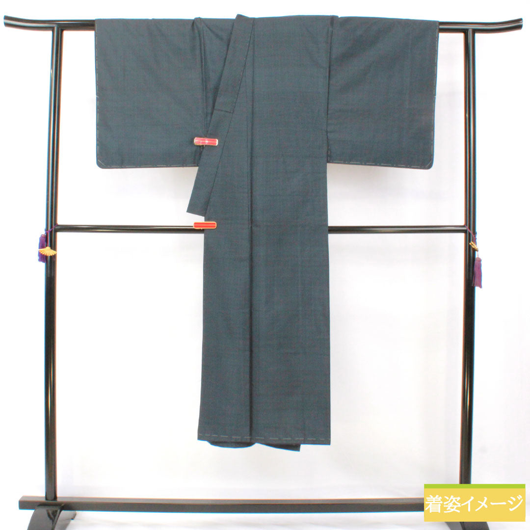 Men's silk S-rank kimono, length 135cm, sleeve length 67cm, Oshima Tsumugi 100 tortoiseshell weave, basting thread included, lined, navy blue, product number 1119001782318