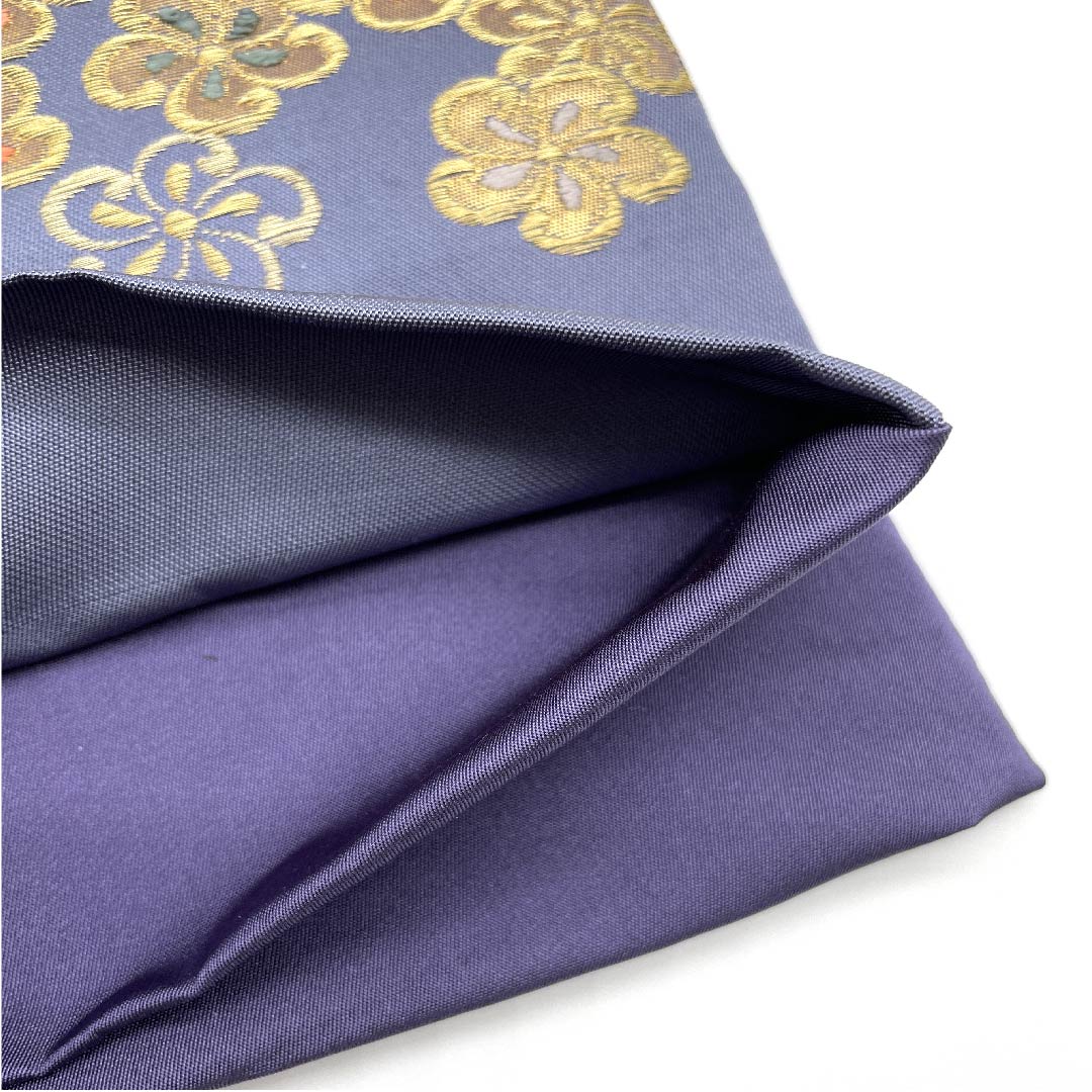 [Unsewn] Silk Half-width Obi, NEW Rank, Edo Nando Iro (Dark Teal), Cherry Blossoms, Brand New and Unused. Obi length 438cm, Blue tones. 1125000311417