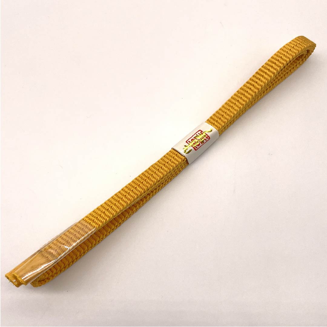 （新古品） 帯締め 正絹 三分紐 山吹色（やまぶきいろ） 帯留め用 無地 長さ約128cm 幅約1cm カジュアル NEWランク 黄系 1135003221323