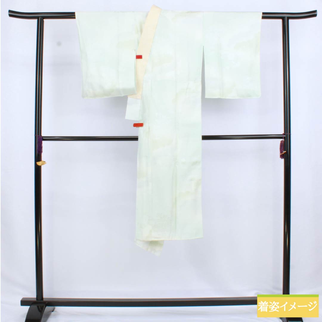 長襦袢 正絹 Sランク 身丈116cm 裄丈61cm 袷 ぼかし染 吉祥文様 半衿付き 緑系 1129000762119