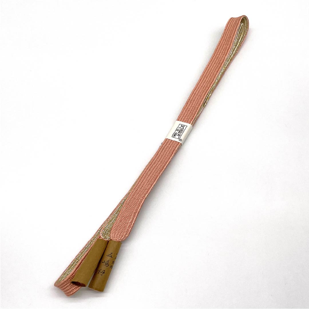 （新古品） 帯締め 正絹 NEWランク 五嶋紐 鴇色（ときいろ） 古典柄 長さ約165cm 幅約1.6cm セミフォーマル 橙系 1135004821326