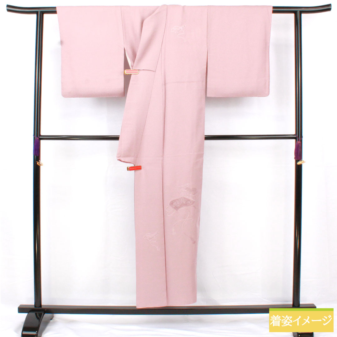 Homongi, pure silk, lined, length 149cm, sleeve length 62cm, light wisteria color, Shantou embroidery, Suzhou embroidery, one crest, medium-shaded five-three paulownia, S rank, purple, 1112005112120