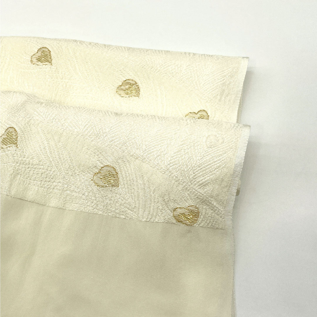 Used - Excellent Condition - Obiage and Obijime Set, Pure Silk, Rank B, Unohana-iro (off-white), For Tomesode, Pure Gold, Peacock Feather Pattern, Length approx. 152cm, Width approx. 1.8cm, Formal, White-toned, 1141000414311
