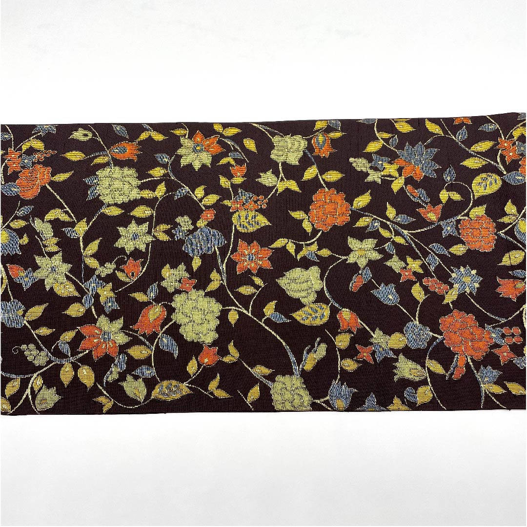 Fukuro Obi (Fukuro obi) in Shigokuiro (color of the ultimate essence), floral arabesque pattern, obi length 428cm, pure silk, S rank, six-pass, casual, purple, 1123006732320