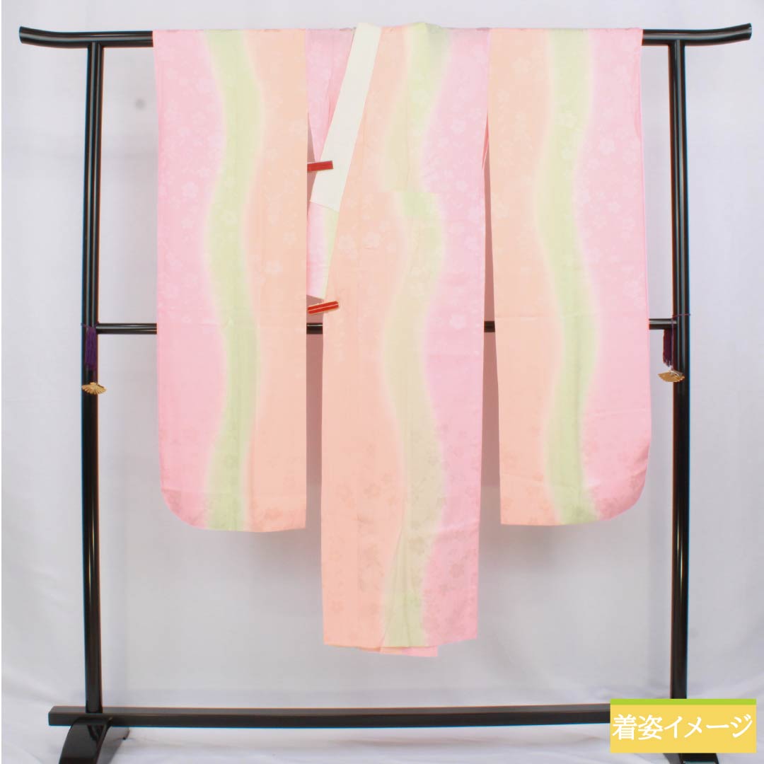 Nagajuban Silk S Rank Body Length 133cm Sleeve Length 66cm Unlined Blended Dye Sakura With Haneri Gradation 1129000732499