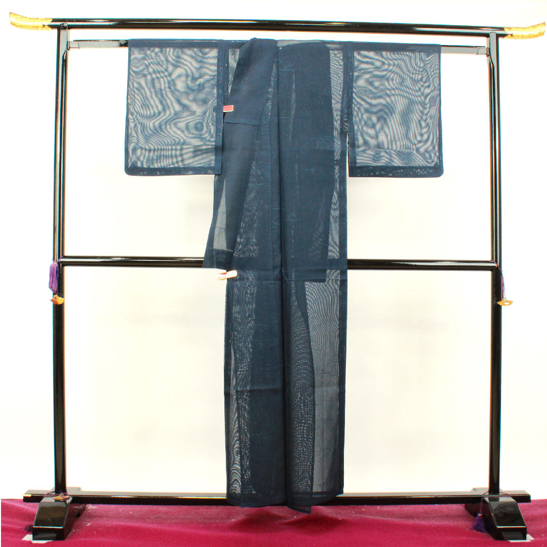 Summer item, pure silk, plain color, length 155cm, sleeve length 65.5cm, dark blue, flowing water, gauze, S rank, navy blue, 1132000992318