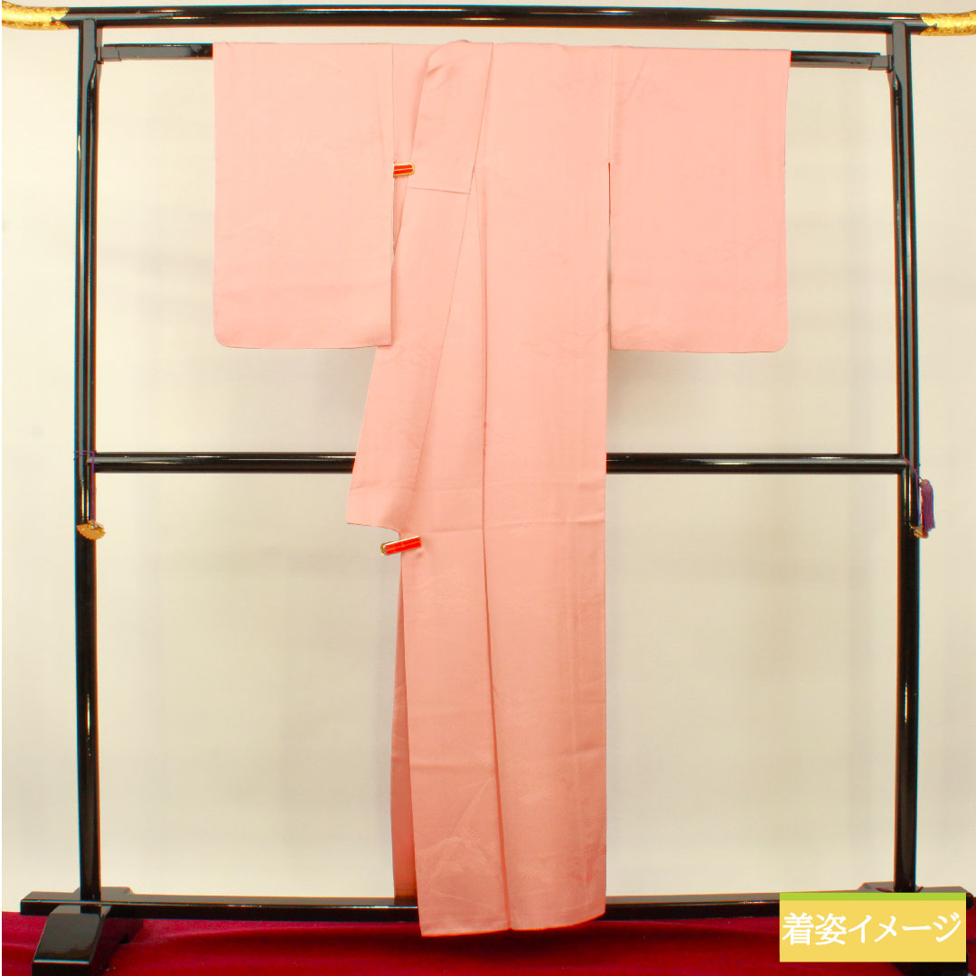 色無地 正絹 身丈156cm 裄丈63cm 薄紅梅色（うすこうばいいろ） 袷 Sランク ピンク系 1114001172313