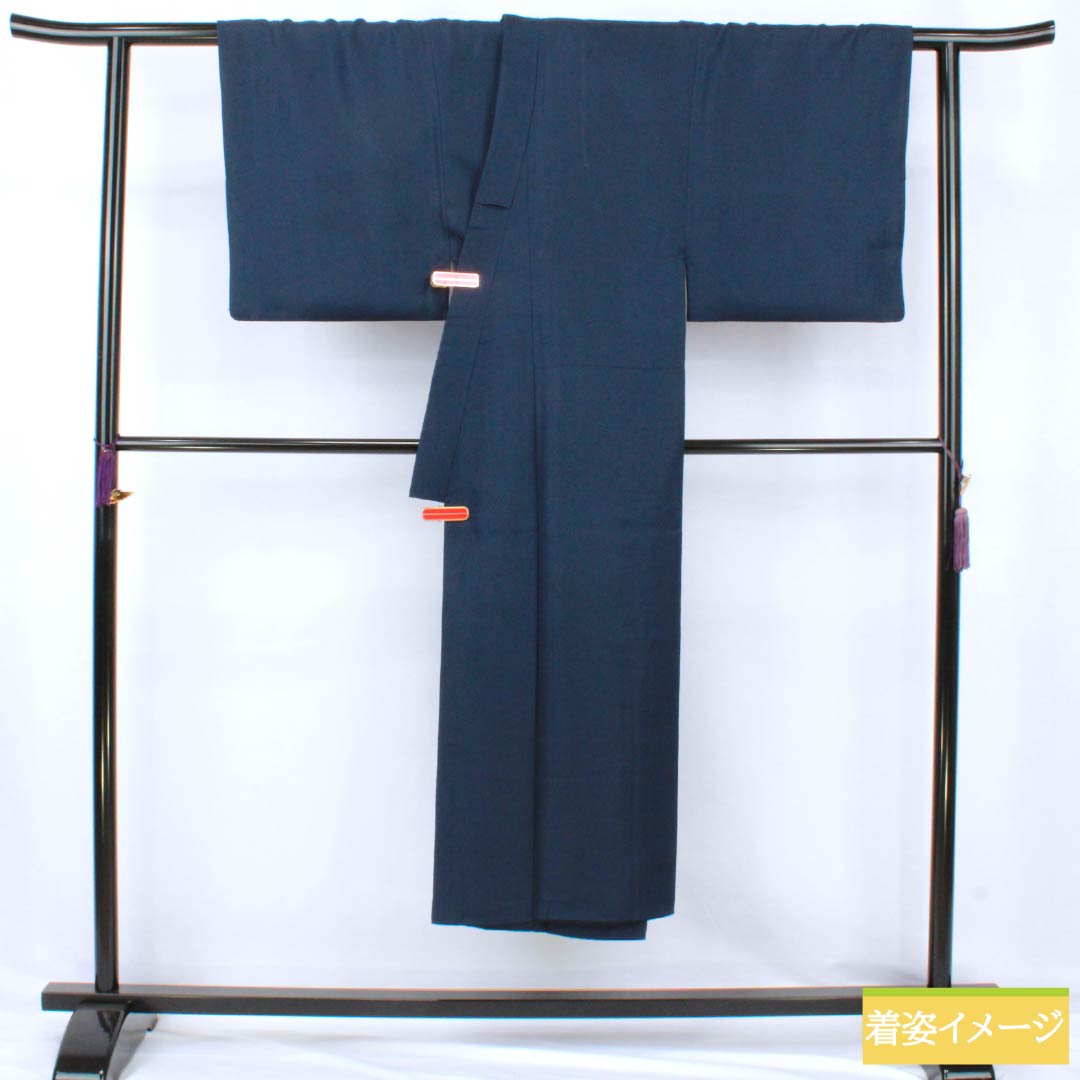 Men's silk, B-grade, length 139.5cm, sleeve length 68cm, navy blue, beard tsumugi, lined, navy blue, product number 1119001464318