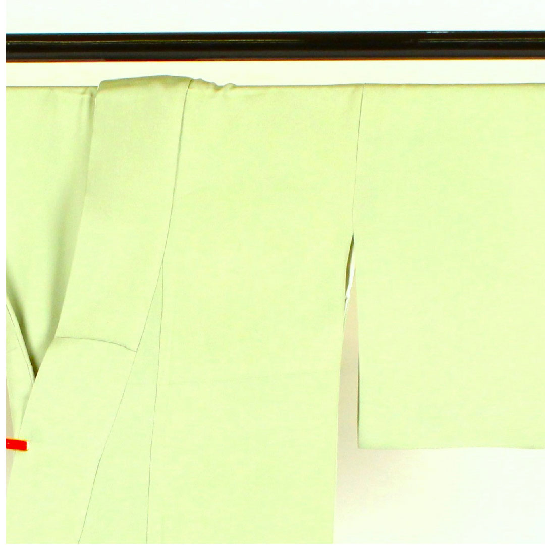 Colored Tomesode, Length 158cm, Sleeve Length 64cm, Awase, Daimyo Pattern, Pure Silk, A Rank, Three Crests, Green, 1111000123319