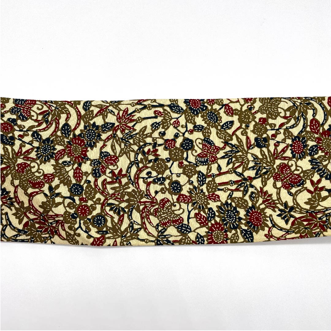 Nagoya obi, koji color, flower pattern, butterfly, stencil dye, obi length 370cm, pure silk, S rank, full length, casual, cream color, 1124003582315, Nagoya style