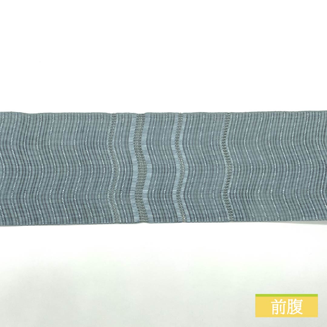 名古屋帯 沈香茶色（とのちゃいろ） 夏帯 抽象模様 帯丈365cm 正絹 Sランク ポイント柄 カジュアル 水色系 1124008622324 名古屋仕立て