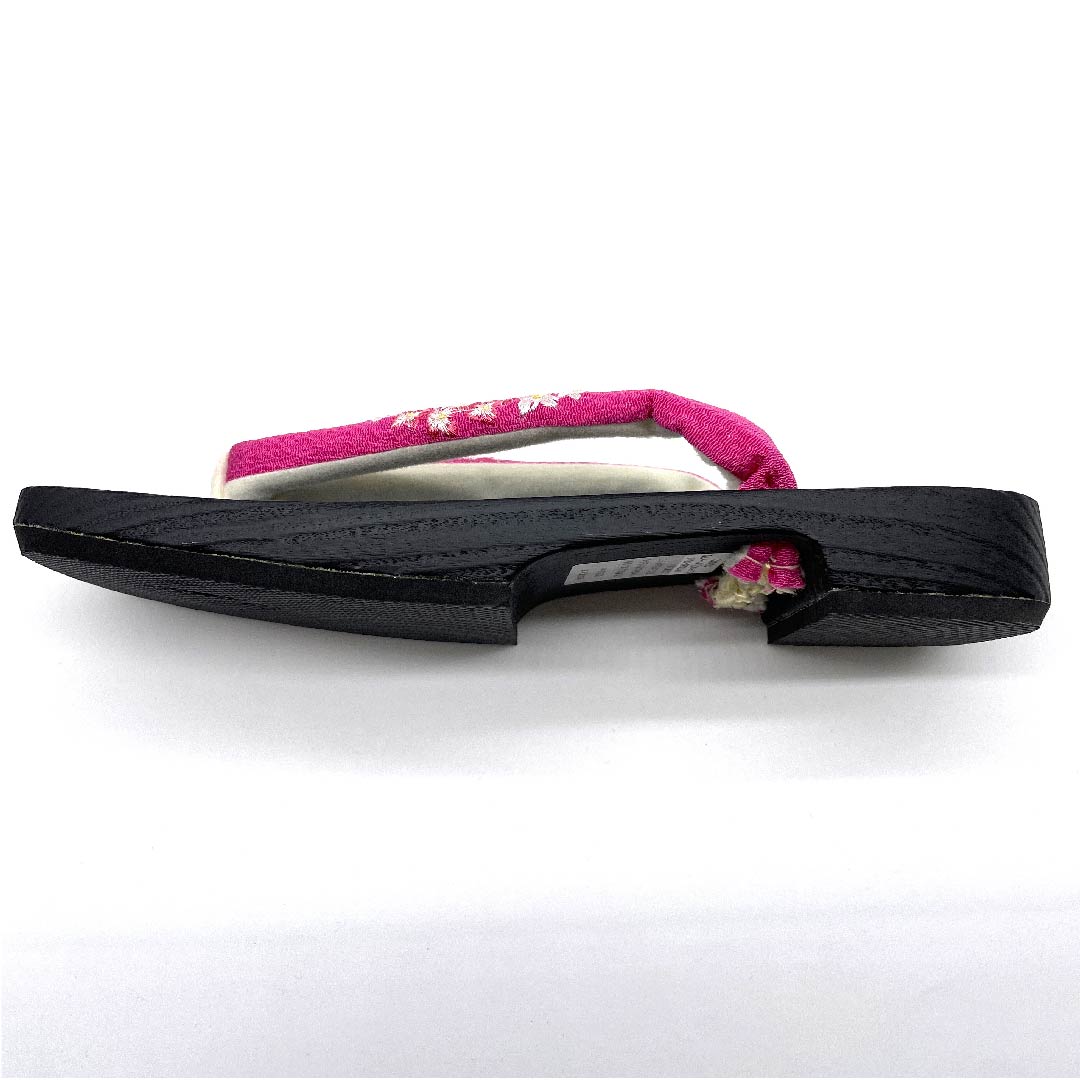 (Brand new, unused) Geta clogs, crepe, embroidered, floral pattern, size L, black, NEW rank, 11220009210
