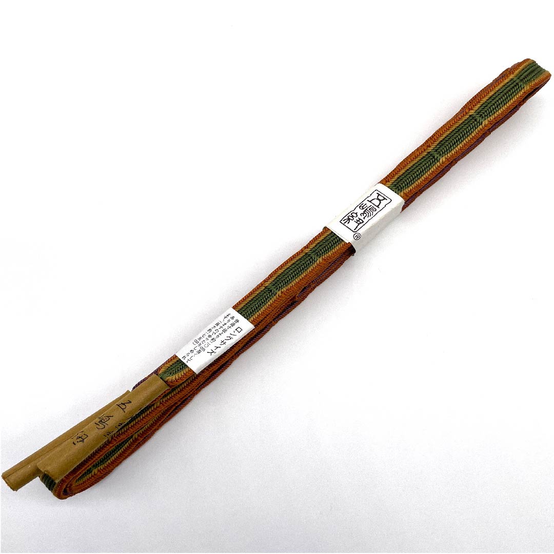 （新古品） 帯締め 正絹 四分紐 青丹色（あおにいろ） 五嶋紐 江戸組紐 長尺 長さ約175cm 幅約1.5cm カジュアル Sランク 緑系 1135000542919