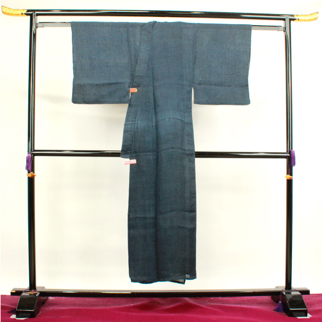 Summer linen men's length 145cm sleeve length 67cm navy blue Ojiya Chijimi gauze B rank navy blue 1132000744118