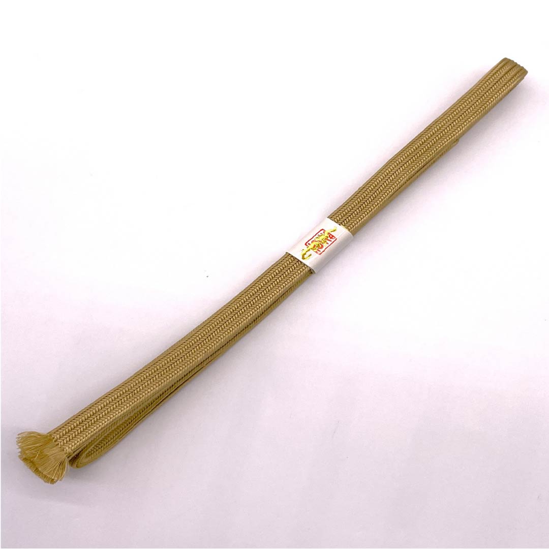 帯締め 正絹 四分紐 丁子色（ちょうじいろ） 無地 帯留め用 長さ約157.5cm 幅約1.4cm カジュアル Sランク ベージュ系 1135003482325